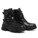 Bota Coturno Blogueira Rock Life Duas Fivelas Sola Tratorada