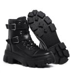 Bota Coturno Blogueira Rock Life Duas Fivelas Sola Tratorada