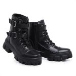Bota Coturno Blogueira Rock Life Duas Fivelas Sola Tratorada