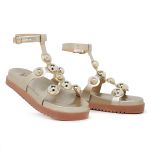 Sandália Papete Aranha Birken Flat com Esferas Dourado