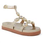 Sandália Papete Aranha Birken Flat com Esferas Dourado