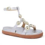 Sandália Papete Aranha Birken Flat com Esferas Prata