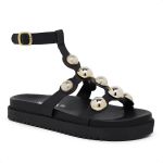 Sandália Papete Aranha Birken Flat com Esferas Preto