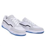 Tênis Feminino Casual Básico, Cano Baixo, Acolchoado Branco com Cinza
