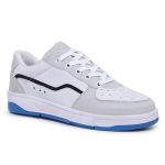Tênis Feminino Casual Básico, Cano Baixo, Acolchoado Branco com Cinza