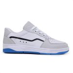 Tênis Feminino Casual Básico, Cano Baixo, Acolchoado Branco com Cinza