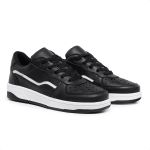 Tênis Feminino Casual Básico, Cano Baixo, Acolchoado Preto