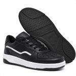 Tênis Feminino Casual Básico, Cano Baixo, Acolchoado Preto