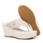 Tamanco Feminino Sandália De Dedo Plataforma Anabela Meia Pata Off White