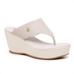 Tamanco Feminino Sandália De Dedo Plataforma Anabela Meia Pata Off White