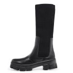 Bota Coturno Tratorada Meia Cano Curto e Longo Preto Confortável 2 em 1