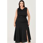 Vestido Midi Fenda com Cinto - MySize Ícones