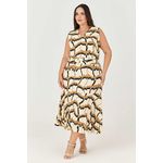 Vestido Midi Estampado MySize com Detalhe Cruzado - Ícones