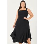 Vestido Midi Decote Quadrado com Recorte - MySize In Love 