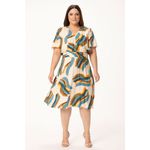 Vestido MySize Estampado com Franzido no Cós Feminino - Lume