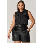 Short de Couro com Botão Pino - MySize Mirror
