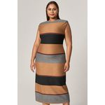Vestido Midi Malha Listrada - MySize Mirror 