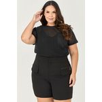 T-shirt de Tela com Detalhe Bolso - MySize - Sentir 