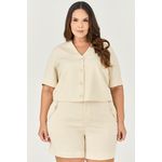 Blusa Casaqueto com Detalhe Botão Flor - MySize - Sentir 