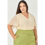 Blusa com Decote em V Detalhe Botões - MySize - Sentir 