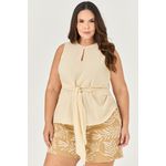 Short com Detalhe Bordado com Botão Flor - MySize - Sentir 