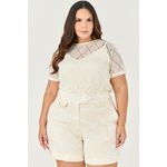 Short com Detalhe Bordado com Botão Flor - MySize - Sentir