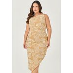 Vestido Midi Assimétrico Detalhe Bordado - MySize - Sentir 