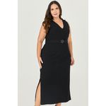 Vestido Midi com Detalhe Cinto Flor - MySize - Sentir
