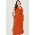 Vestido Midi com Detalhe Cinto Flor - MySize - Sentir 