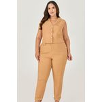 Calça Carrot Detalhe Botão Pérola - MySize - Sentir