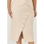Conjunto Colete e Saia Midi com Botão Flor - MySize - Sentir