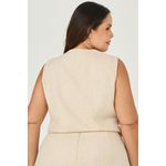 Conjunto Colete e Saia Midi com Botão Flor - MySize - Sentir