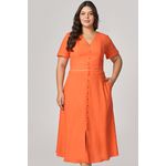 Vestido Midi com Botão Detalhe Guipir MySize - Verano