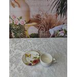 Xícara de Café com Pires Flores Rattan Acetinado