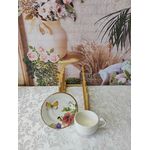 Xícara de Café com Pires Flores Rattan Acetinado