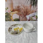 Xícara de Chá com Pires Easter Colors Acetinado