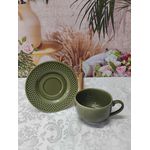 Xícara de Chá com Pires Verde Esmeralda