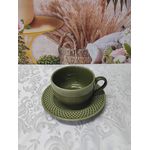 Xícara de Chá com Pires Verde Esmeralda