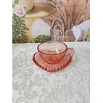 Xicara Chá Cristal de Chumbo c/ Pires Coração Pearl Rosa 180ml (28461)