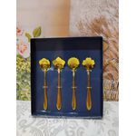 Colher Aço Inox para Chá Flores Dourado (28485)