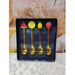 Colher Aço Inox para Chá Fruit Dourado (28873)
