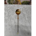 Colher Slim Gamma Dourado com Cabo Branco e Bolas Douradas