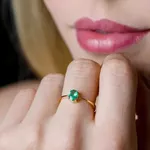 Anel Solitário de Esmeralda Oval 