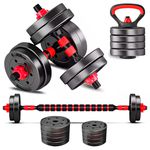 Kit Halteres Barra Anilha Peso Ajustável Dumbbells, Barras e Kettlebell Para Musculação - 6 Em 1 Consport
