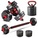 Kit Halteres Barra Anilha Peso Ajustável Dumbbells, Barras e Kettelebell Para Musculação - 6 Em 1 Consport Copia