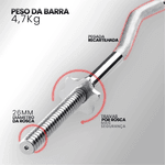Barra W Musculação Maciça e Cromada com Rosca 120cm - Consport 