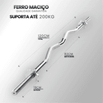 Barra W Musculação Maciça e Cromada com Rosca 120cm - Consport 