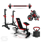 Kit Banqueta e Kit Halteres Barra Kettlebell dumbell pesos e Cavalete - Consport