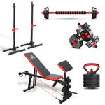 Kit Banqueta e Kit Halteres Barra Kettlebell dumbell pesos e Cavalete - Consport