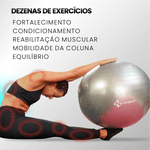 Bola Suíça para Pilates e Ginástica - 65cm - Cinza